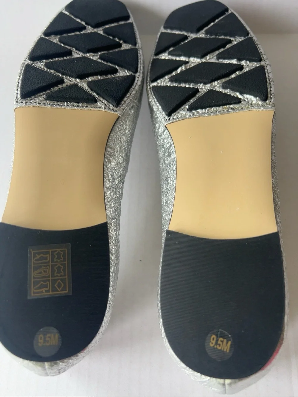 NEW Tory Burch Laila 2 Driver Ballet Flats Silver Crinkle Metallic Leather Shoes
